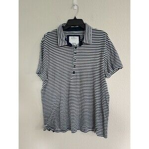 Escales Paris Men’s Striped Polo T Shirt With Buttons Blue And White Size XXL
